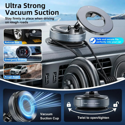 Magnetic Phone Holder 360° Rotatable Phone Holder | Foldable Design, Vacuum Suction Cup | Perfect for Car Dashboard