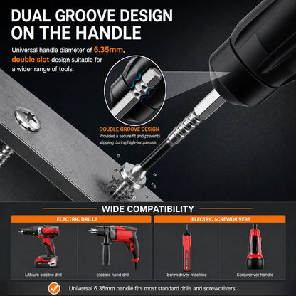 6/9PCS Magnetic Driver Bit Set, S2 Steel Phillips Screwdriver Bits 25Mm-150Mm, 1/4 Inch Hex Shank Anti-Slip Power Bits for Drill and Electric Screwdriver Strong Titanium Alloy Impact Non-Slip