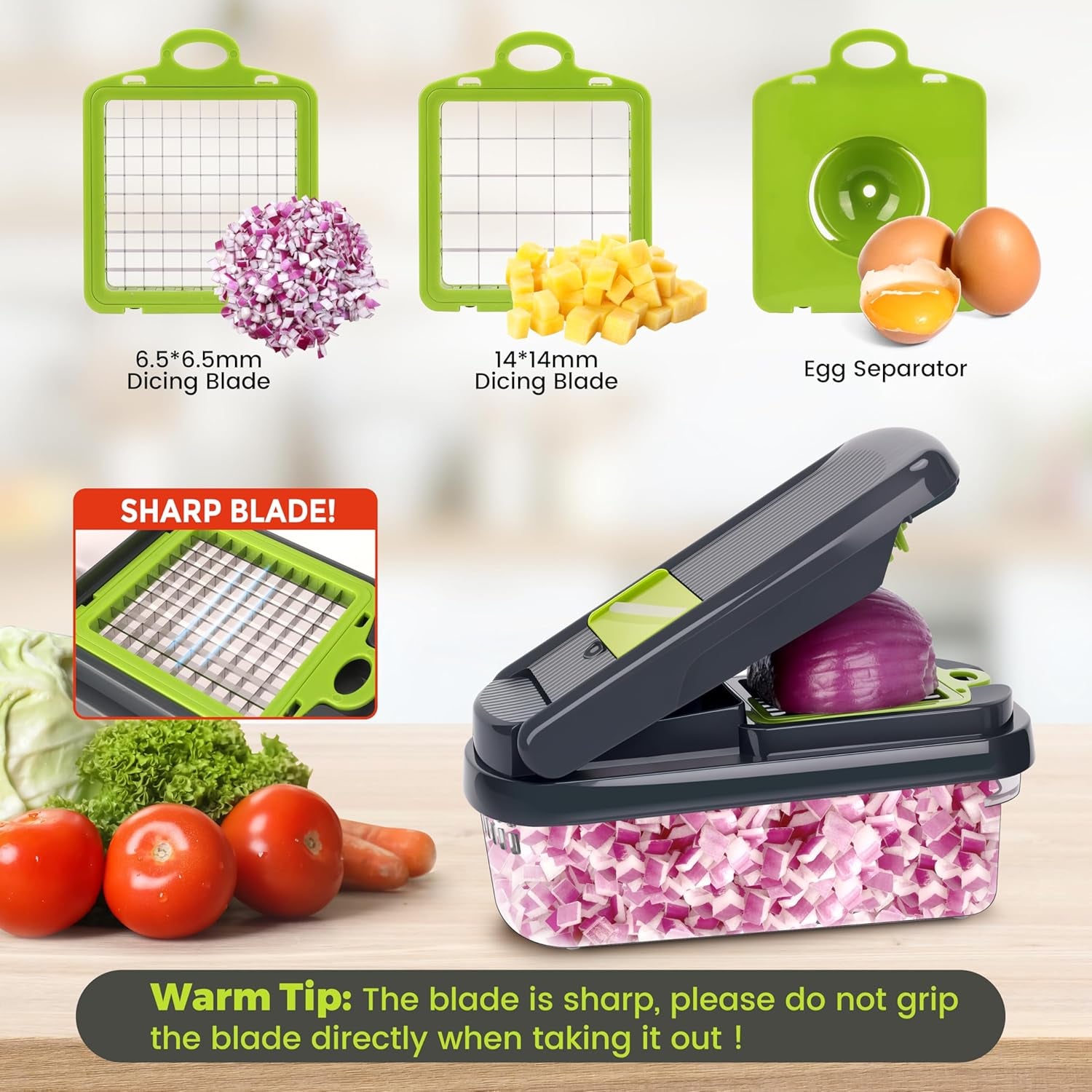 Vegetable Chopper, 12-In-1 Food Veggie Chopper Cutter with Container