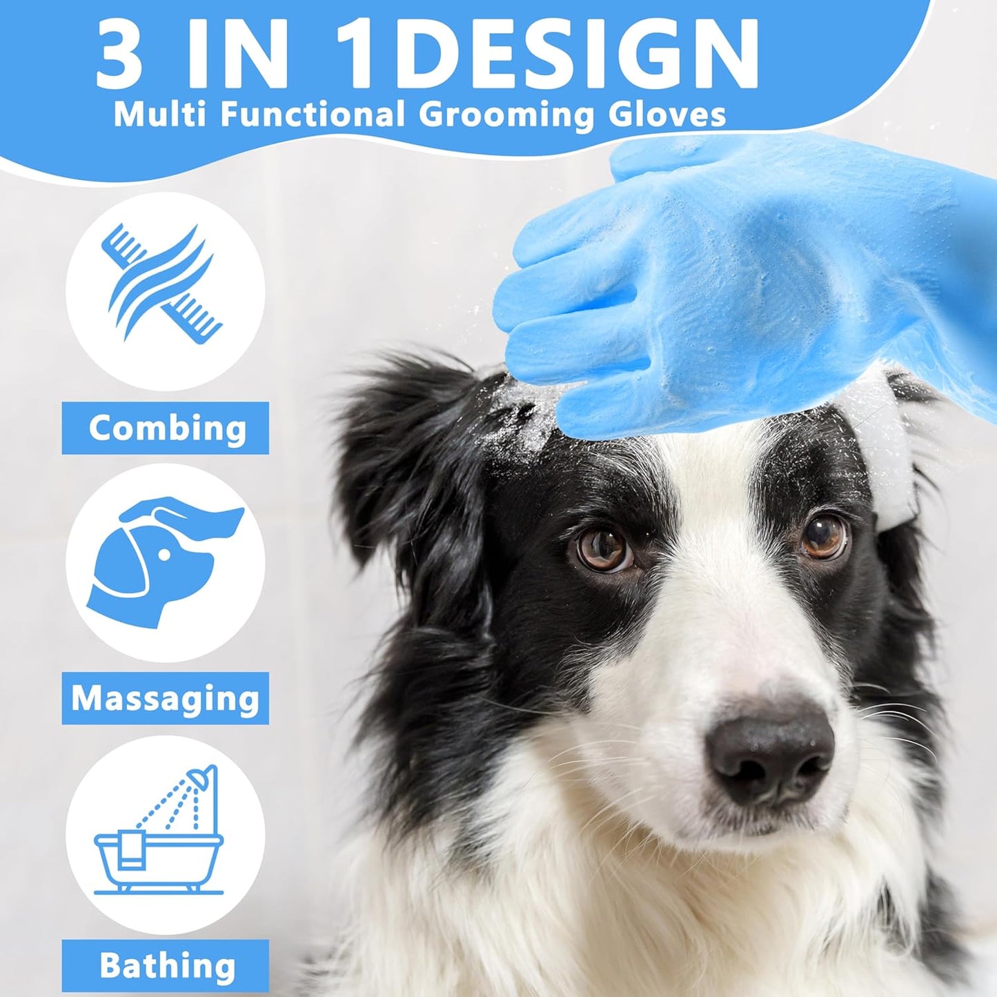 Pet Grooming Gloves—Dog Washing Gloves with High-Density Teeth