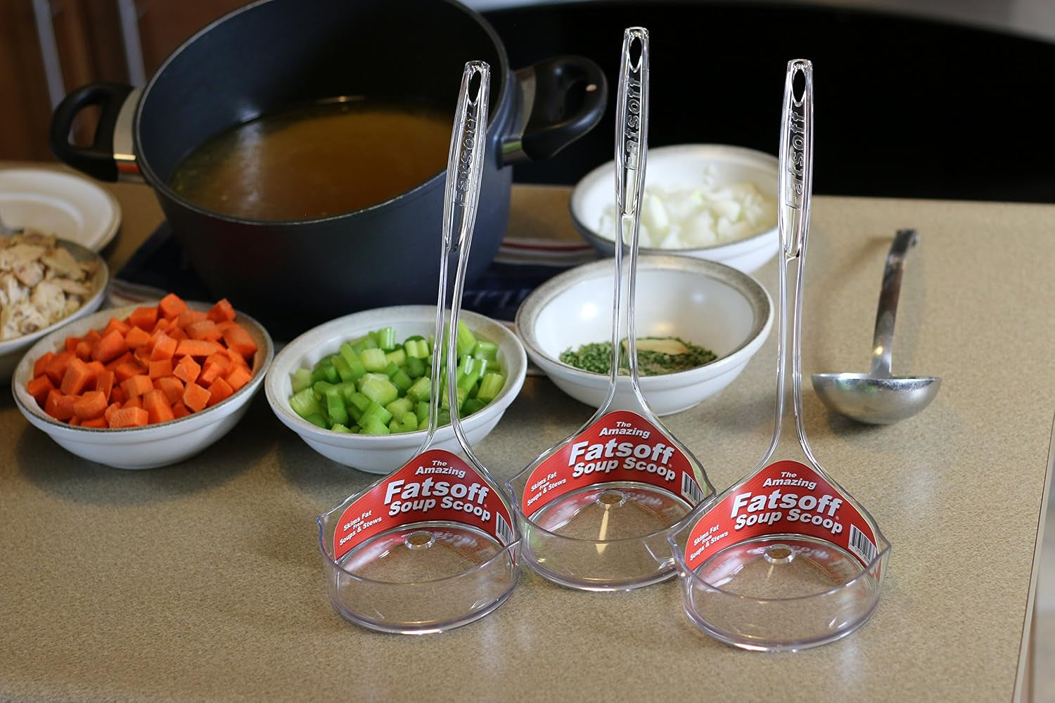 Fat Skimmer - Efficient Fat Separator for Soups, Stews, and Broths - Removes Fat Quickly and Easily - Made in USA, Original Inventor
