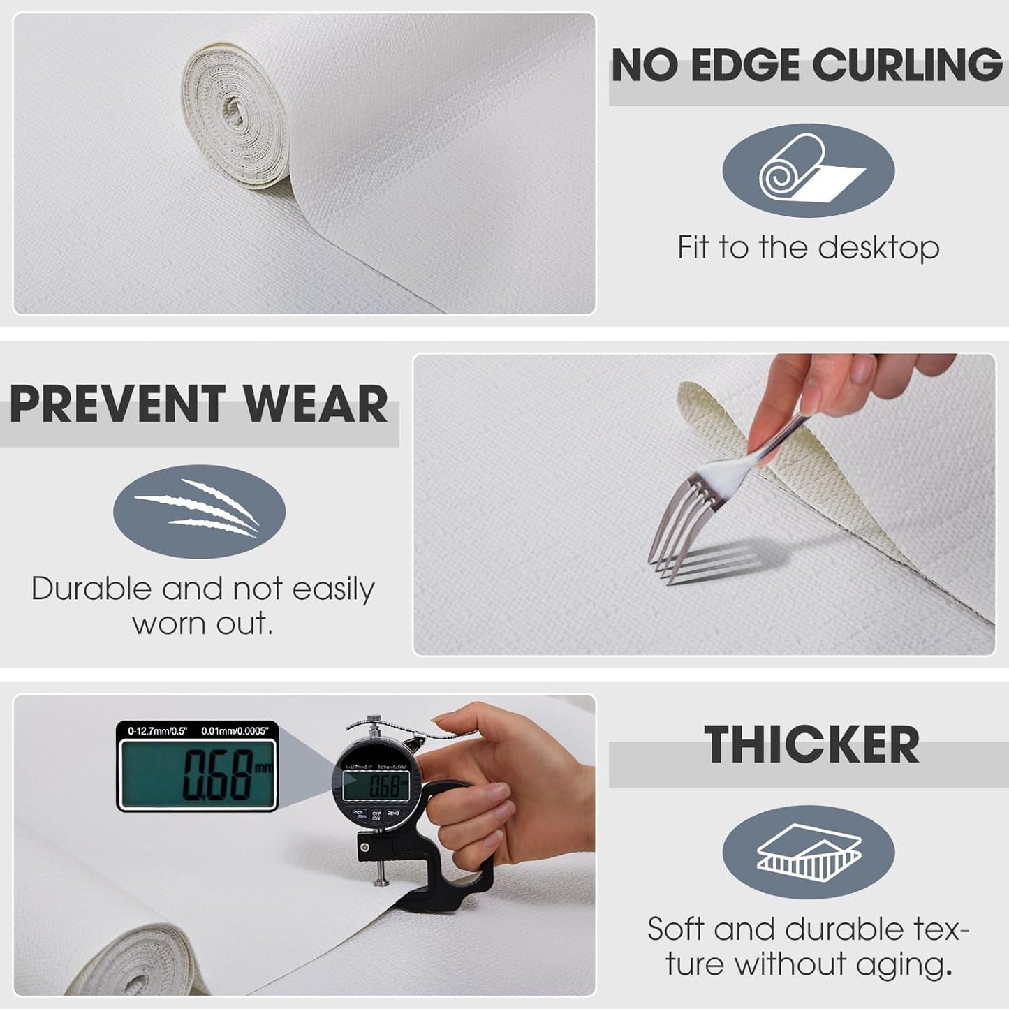 Drawer and Shelf Liner for Kitchen Cabinets, White, 12IN X 10FT