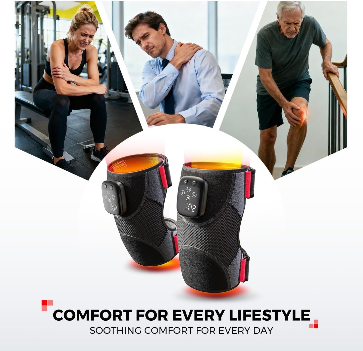 Knee Massager with Heat and Red Light Therapy for Knee Pain Relief