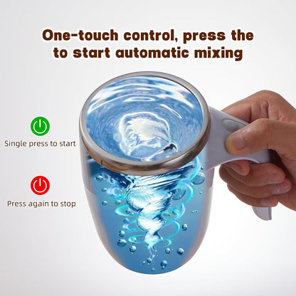 Rechargeable Automatic Stirring Coffee Mug, Stainless Steel White