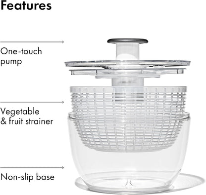 OXO Good Grips 6.22 Qt Salad Spinner, Vegetable Washer with Bowl & Strainer