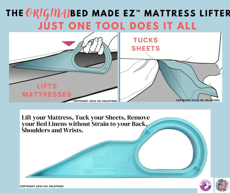 Mattress Lifter & Bed Maker Tool for Changing Bed| Patented & Made in USA | Lifts & Holds the Mattress, Tucks Sheets, Removes Sheets, Bed Skirts and More