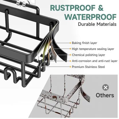 【Veken】 3/6-Pack Life-Changing Rustproof Shower Caddy, Effortless No-Drill Wall Shelves with Soap Holder, End Bathroom Clutter for Good, Multi-Use Kitchen & Home Storage
