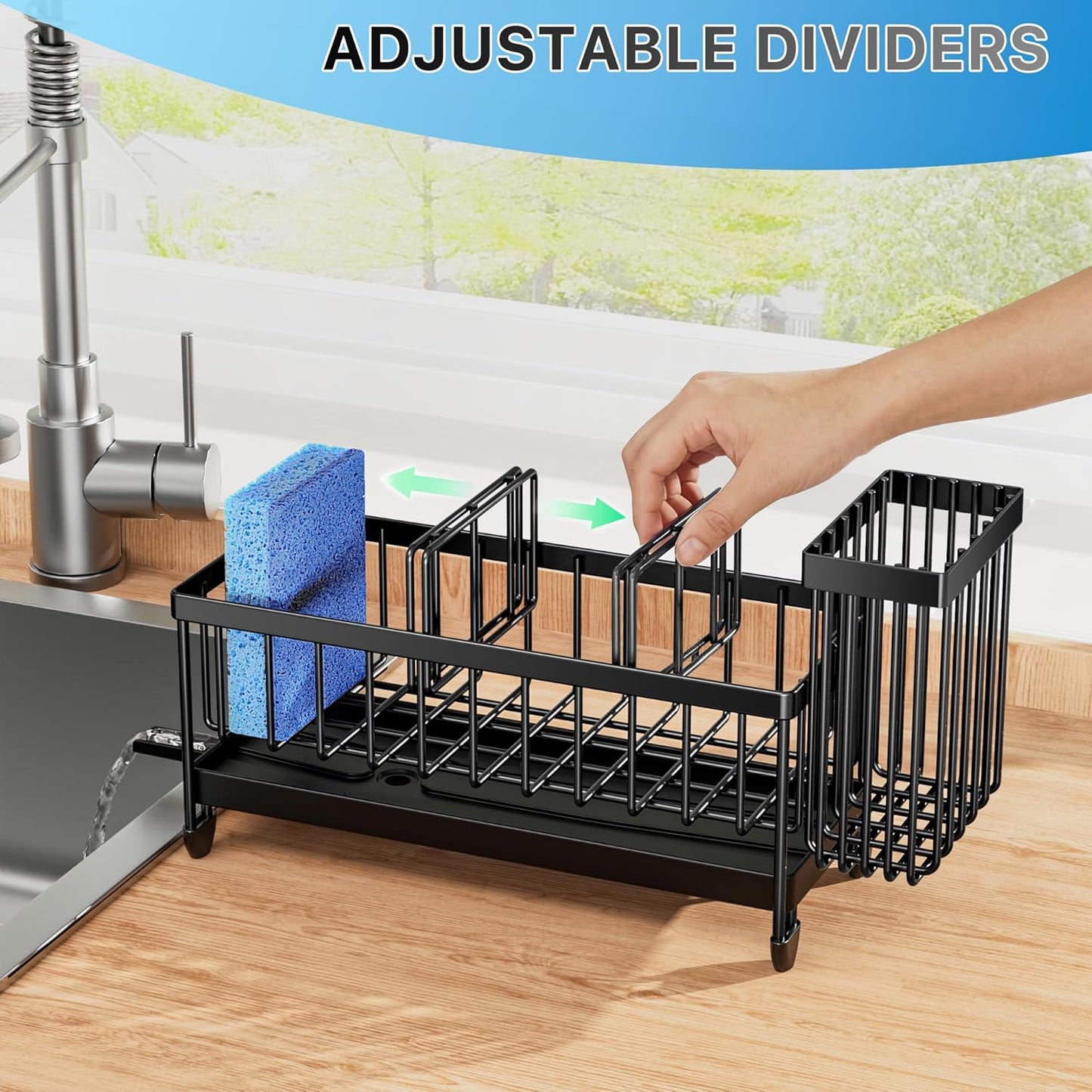 Sponge Holder for Kitchen Sink, Sink Organizer with Brush Holder