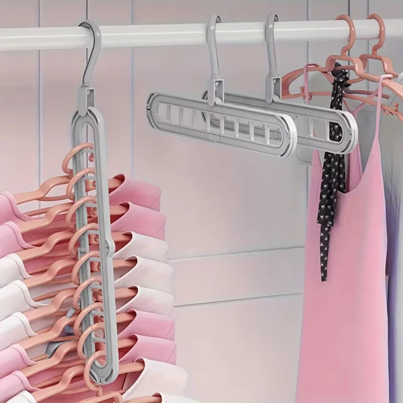 3Pcs 9-Hole Clothes Hanger Organizer Space Saving Hanger Multi-Function Folding Magic Hangers Drying Racks Scarf Clothes Storage
