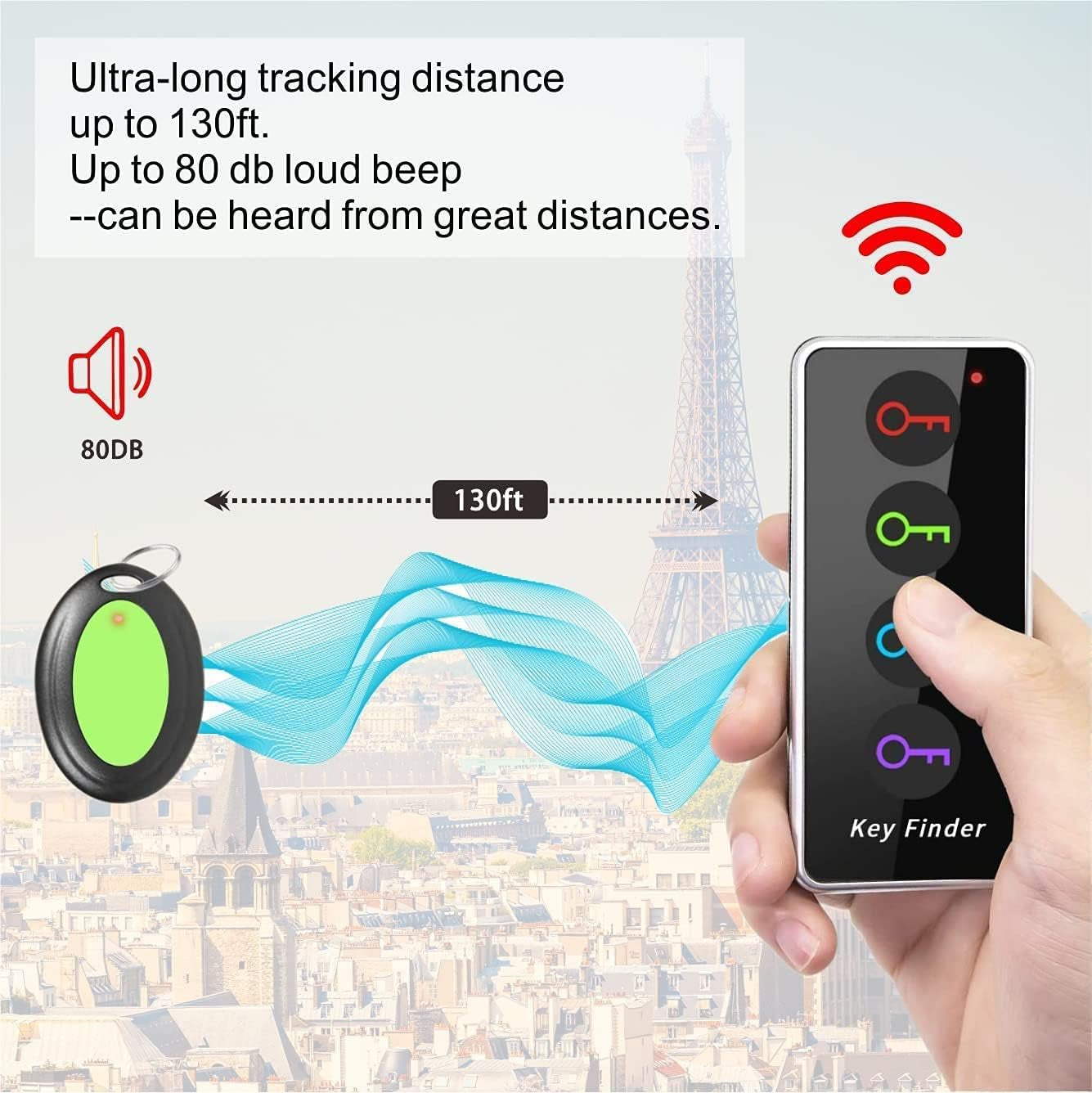 Key Finder with Sound, 131Ft RF Remote Finder, 4 Receivers