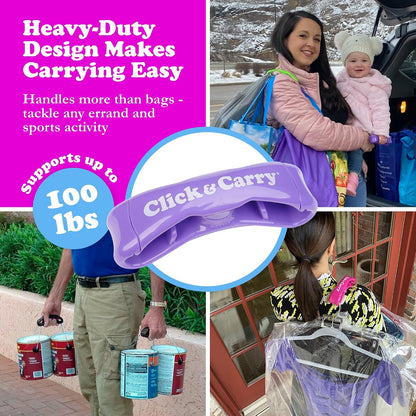 Ergonomic Grocery Bag Carrier Handle & Bag Holder - Purple