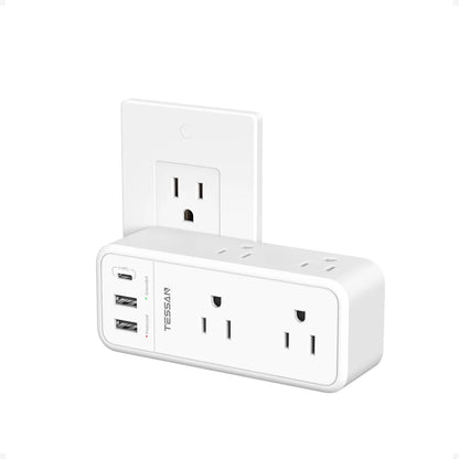 TESSAN Multi Plug Wall Outlet Splitter with 360 Rotating Plug, TESSAN 1800J Surge Protector Outlet Extender with 6 AC and 3 USB Ports (1 USB C), 1875W, 3 Sided Wall Socket Expander for Home Office Dorm Room