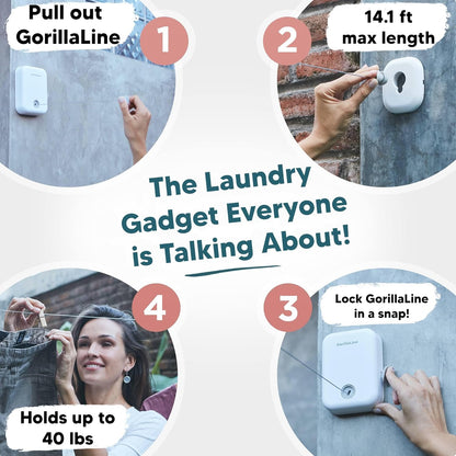 - Retractable Clothesline Indoor Outdoor Clothes Line | Heavy Duty Clothes Drying Laundry Line | Wall Mounted Drying Rack Clothing Line