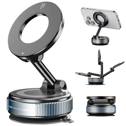 Magnetic Phone Holder 360° Rotatable Phone Holder | Foldable Design, Vacuum Suction Cup | Perfect for Car Dashboard