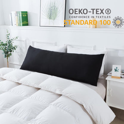 Body Pillow with Pillowcase - Soft Long Bed Pillow for Adults - Breathable Full Body Pillow Insert for Sleeping, 20X54Inches, Black