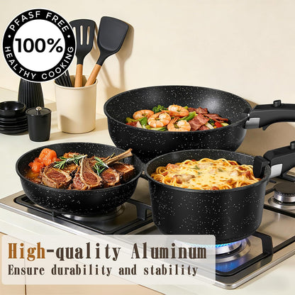 21Pcs Pots and Pans Set Non Stick, Nonstick Ceramic Cookware Sets Detachable Handle, Non Toxic Healthy Induction Cookware, Kitchen Cooking Set, with Frying Pans Set, Dishwasher/Oven Safe