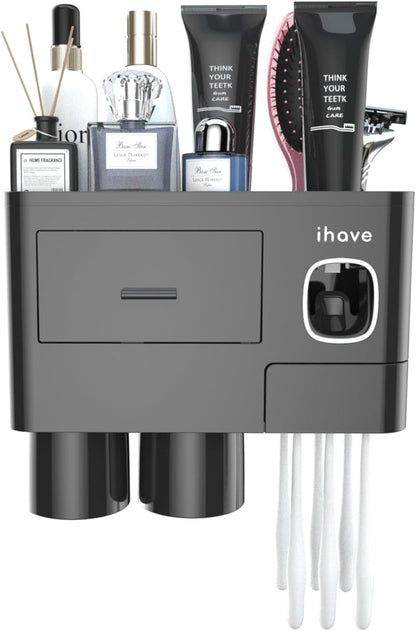 Toothbrush Holders Wall Mounted with Toothpaste Dispenser & 2 Cups
