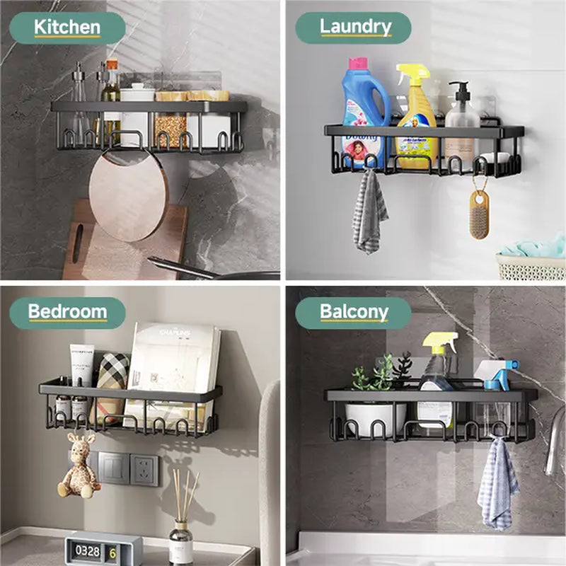 【Veken】 3/6-Pack Life-Changing Rustproof Shower Caddy, Effortless No-Drill Wall Shelves with Soap Holder, End Bathroom Clutter for Good, Multi-Use Kitchen & Home Storage