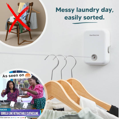 - Retractable Clothesline Indoor Outdoor Clothes Line | Heavy Duty Clothes Drying Laundry Line | Wall Mounted Drying Rack Clothing Line