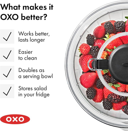 OXO Good Grips 6.22 Qt Salad Spinner, Vegetable Washer with Bowl & Strainer