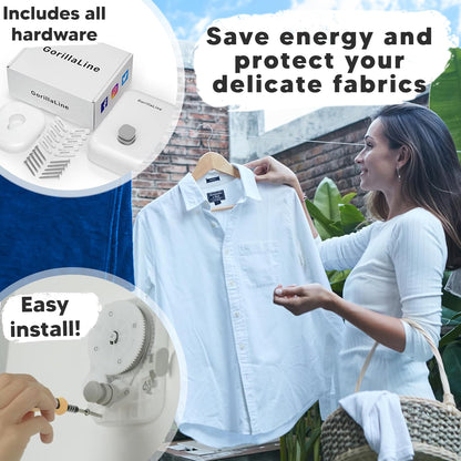 - Retractable Clothesline Indoor Outdoor Clothes Line | Heavy Duty Clothes Drying Laundry Line | Wall Mounted Drying Rack Clothing Line