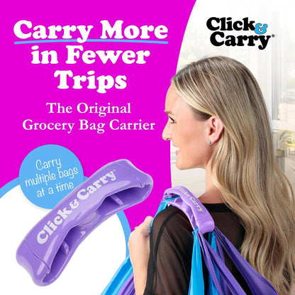 Ergonomic Grocery Bag Carrier Handle & Bag Holder - Purple