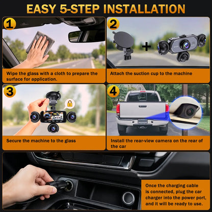 BCUOZ 5-Channel Full HD 1080P Car Dash Cam with 64GB Memory Card,Requires Charging to Use,1080P Front + Rear+ Inside/Left/Right Cameras, Loop Recording,Super Night Vision,Car Video Surveillance,24H Parking Mode,Car DVR HD Screen#Summervibes. Outdoorfun