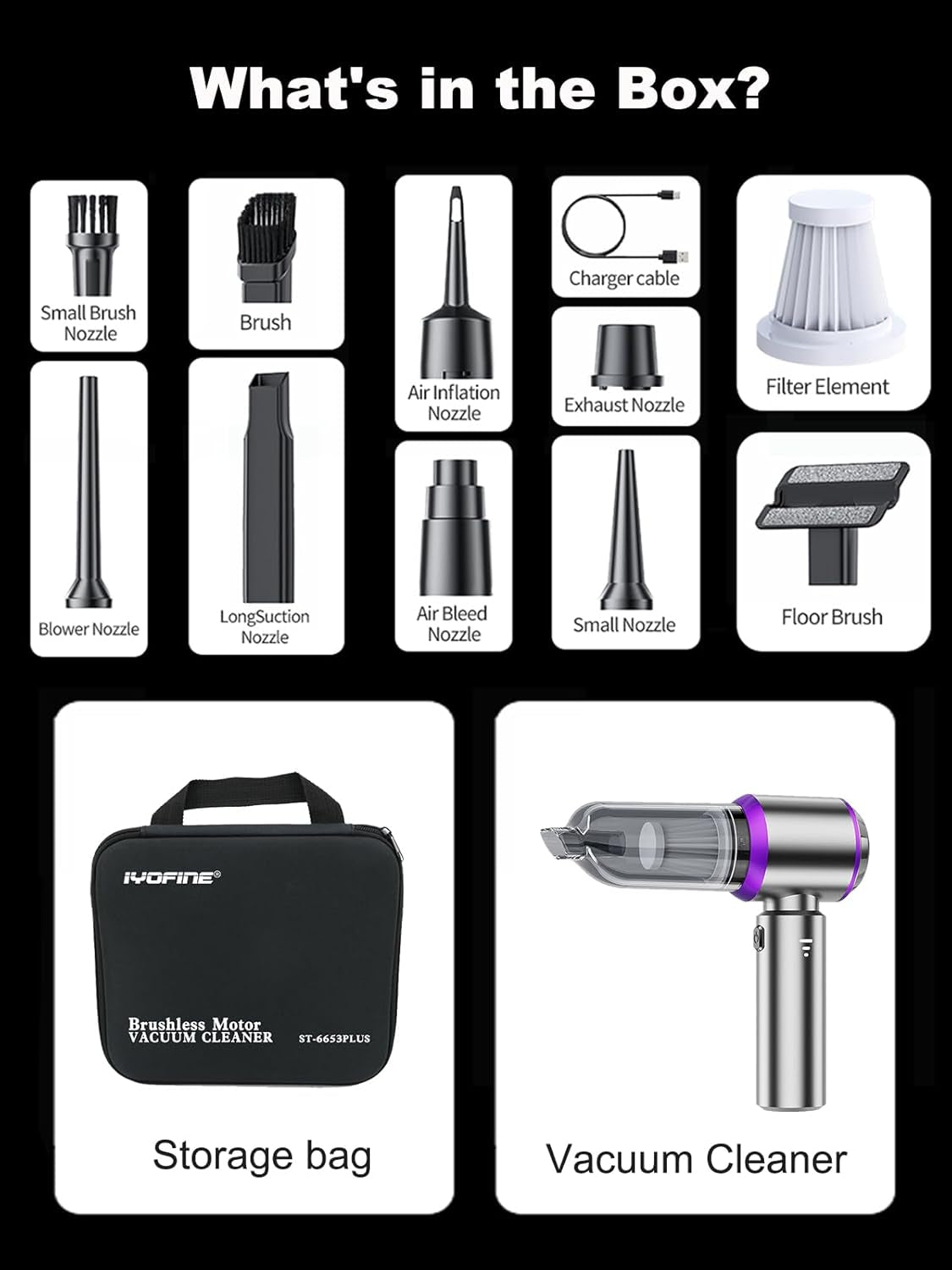 Vacuum/Air Duster Super Power Mini Car Vacuum Cleaner 4-In-1 Air Blower Gun