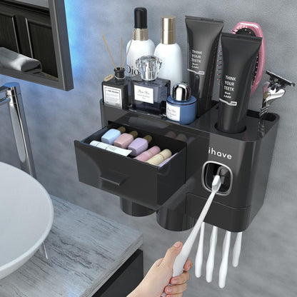 Toothbrush Holders Wall Mounted with Toothpaste Dispenser & 2 Cups