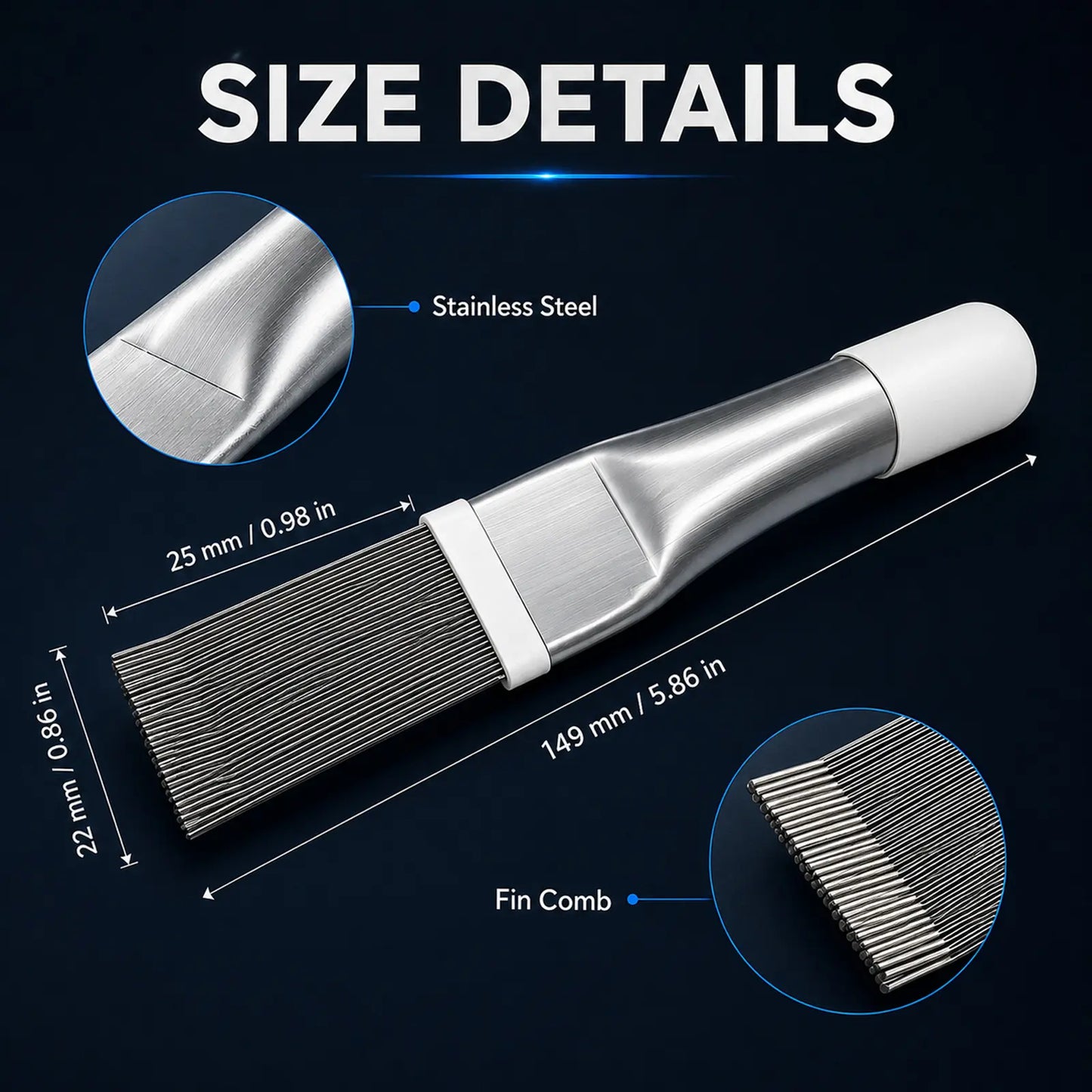AC Fin Comb and Condenser Fin Straightener Cleaner, Durable Stainless Steel Evaporator Radiator Repair Tool, Adjustable Air Conditioner Fin Cleaning Brush for Home and Car AC Units