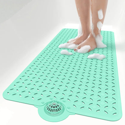 OTHWAY Soft Anti-Slip Pad Bath Mat, 39In X 17In Tub Grip Mat with Hair Catcher, Big Drain Holes, Machine Washable for Shower Use, Anti-Slip Pad Bath Mats