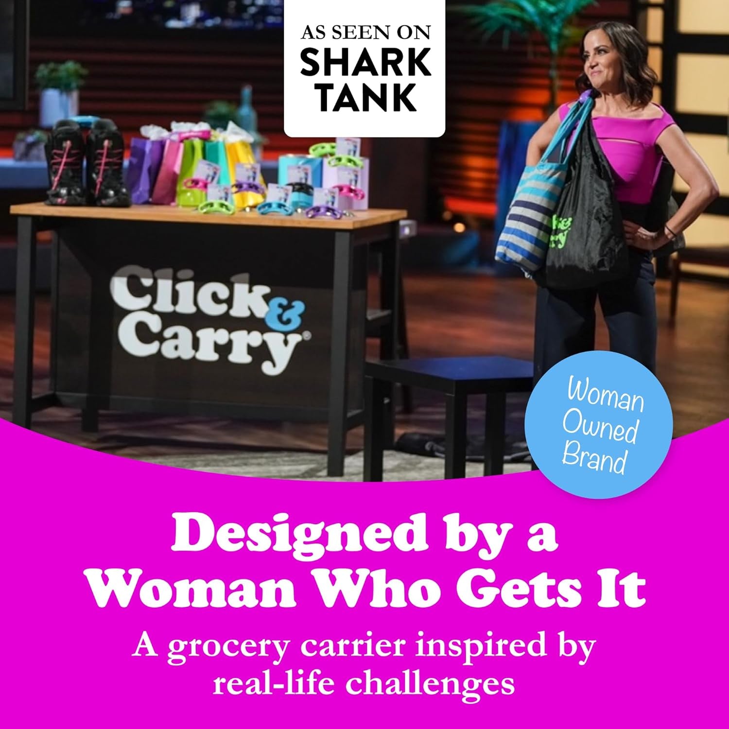 Ergonomic Grocery Bag Carrier Handle & Bag Holder - Purple