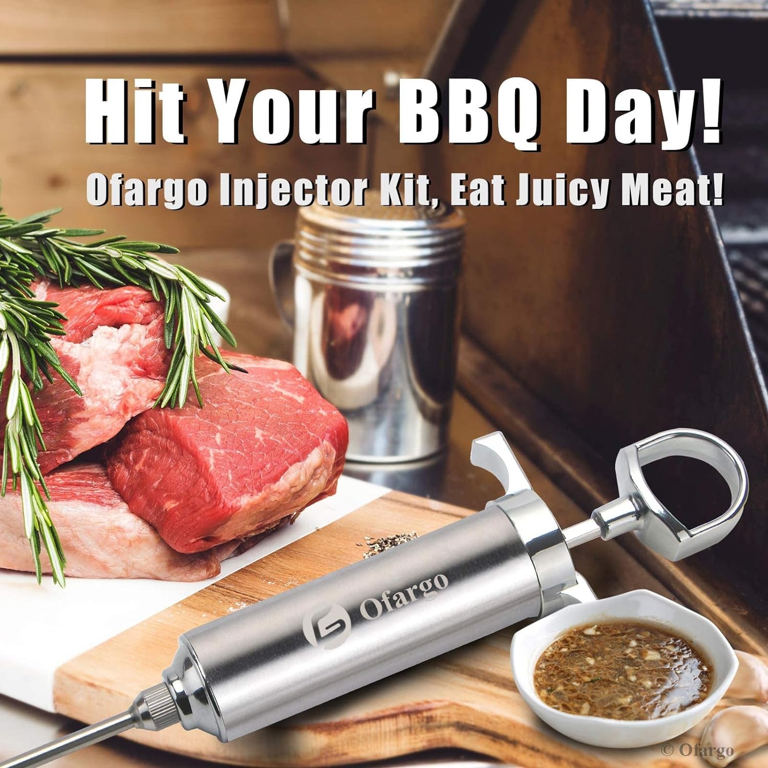 Stainless Steel Meat Injector Syringe Kit with 4 Marinade Needles for BBQ Grill Smoker, Father Day Gifts for Dad Husband Men Him, 2-Oz Large Capacity, Both Paper User Manual and E-Book Recipe
