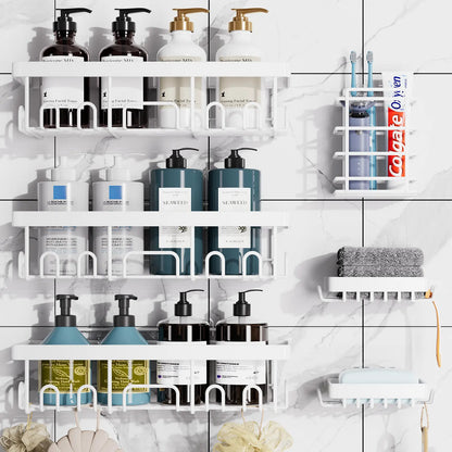 【Veken】 3/6-Pack Life-Changing Rustproof Shower Caddy, Effortless No-Drill Wall Shelves with Soap Holder, End Bathroom Clutter for Good, Multi-Use Kitchen & Home Storage