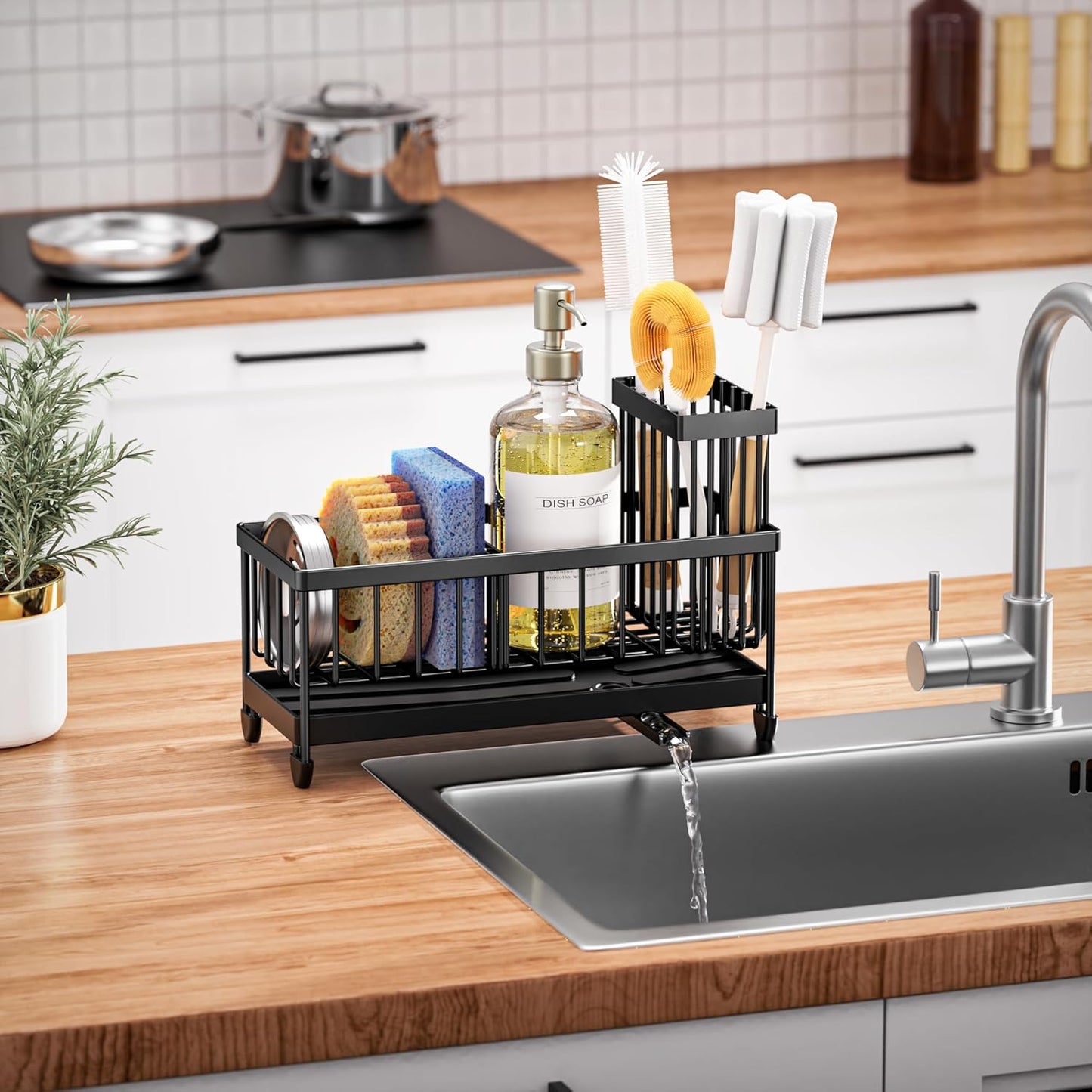 Sponge Holder for Kitchen Sink, Sink Organizer with Brush Holder