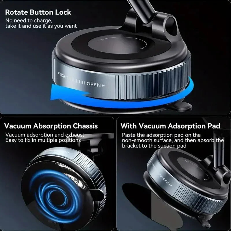 Magnetic Phone Holder 360° Rotatable Phone Holder | Foldable Design, Vacuum Suction Cup | Perfect for Car Dashboard