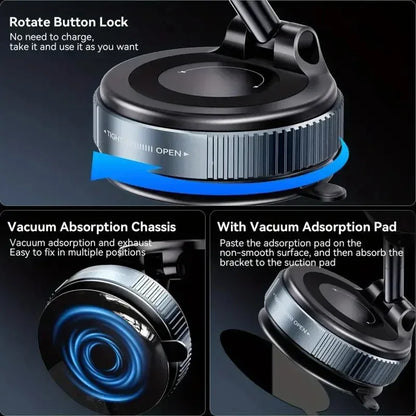 Magnetic Phone Holder 360° Rotatable Phone Holder | Foldable Design, Vacuum Suction Cup | Perfect for Car Dashboard
