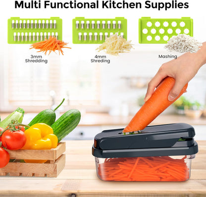Vegetable Chopper, 12-In-1 Food Veggie Chopper Cutter with Container