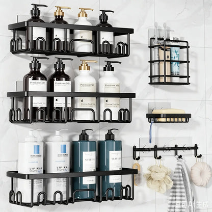 【Veken】 3/6-Pack Life-Changing Rustproof Shower Caddy, Effortless No-Drill Wall Shelves with Soap Holder, End Bathroom Clutter for Good, Multi-Use Kitchen & Home Storage