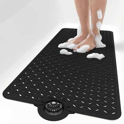 OTHWAY Soft Anti-Slip Pad Bath Mat, 39In X 17In Tub Grip Mat with Hair Catcher, Big Drain Holes, Machine Washable for Shower Use, Anti-Slip Pad Bath Mats